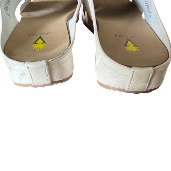 Volatile Womens Sandals 7 Ablette White Camo Cross-Band Slide Cork - Picture 5 of 8